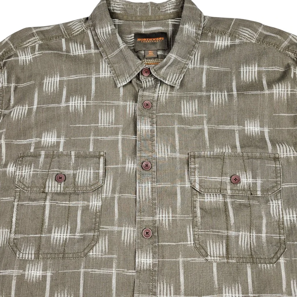 Northwest‎ Territory Brown Chambray Short Sleeve Button Up Shirt Mens XXL